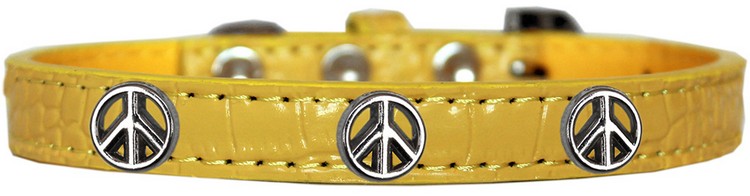 Peace Sign Widget Croc Dog Collar Yellow Size 16